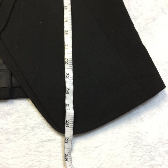 Vtg Ann Taylor Jacket Blazer 8P Womans Black Wool Double Breasted Ruffle Collar - Picture 8 of 15